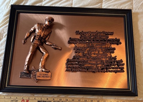"To Serve And To Protect” . Copper Framed Wall Hanging. Police Prayer