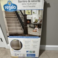 Regalo Extra Tall Black Stairway Gate 24-40.5" Wide 36" High Hardware Mounted