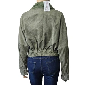 Hyfve Women's Corduroy Moto Cropped Jacket Faux Fur back