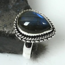 Anello etnico fatto a mano pietra preziosa labradorite gioiello per unisex misura USA-8 AR 15892