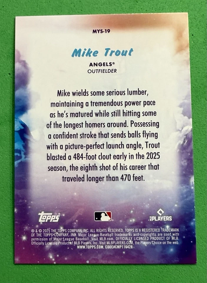 2025 TOPPS UPDATE MIKE TROUT ORANGE MYSTICAL 17/25 LOS ANGELES ANGELS SSSP!!!! - Image 2 of 3