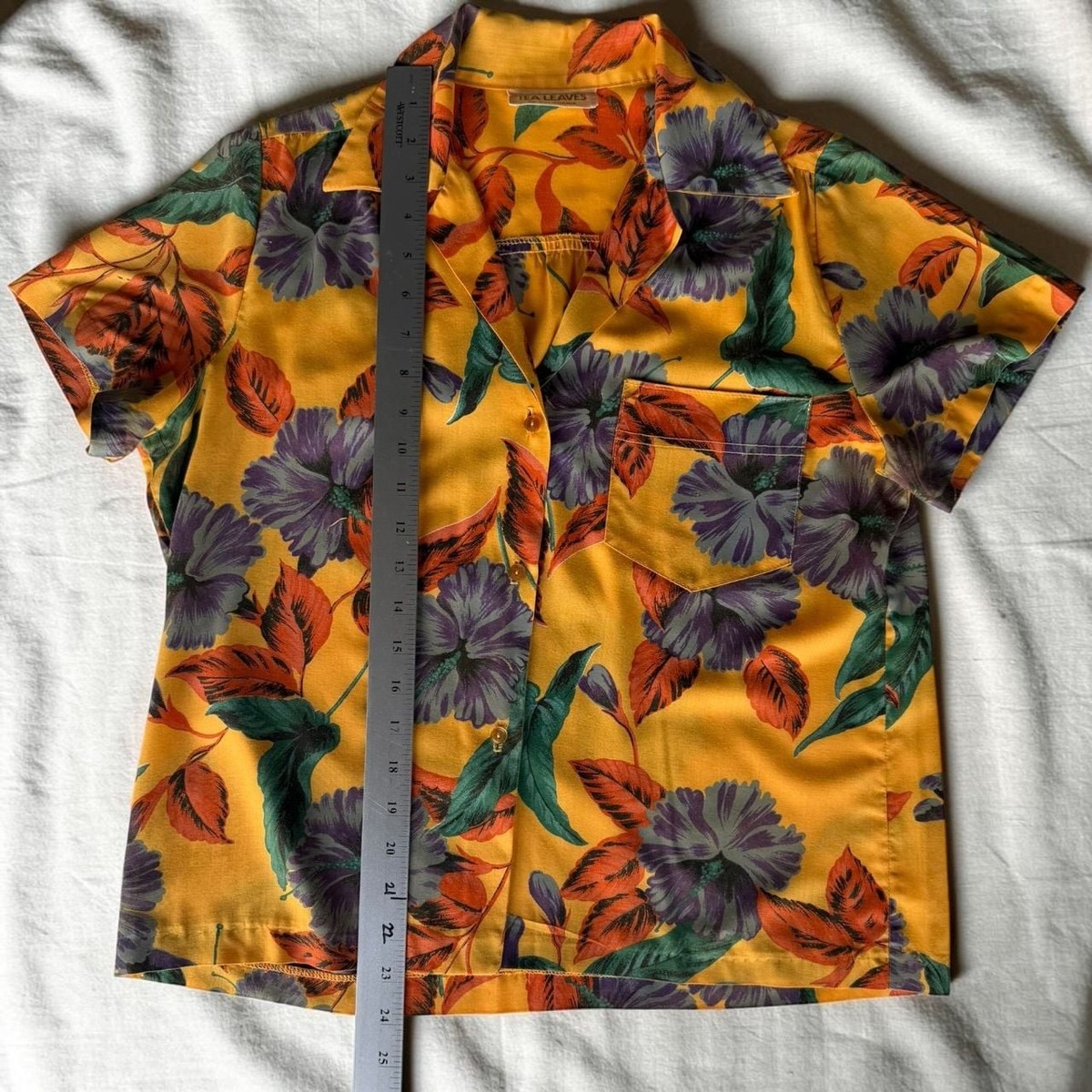 Vintage 70s Tea Leaves of California Floral Hawaiian Blouse Shirt Boho -M View 4
