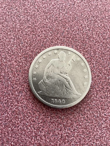 1840 Seated Liberty Half Dollar, Small Letters, No Motto Above Eagle, Variety 1