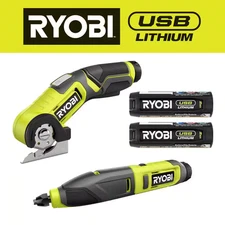 USB Lithium 2-Tool Combo Kit with Power Cutter, Power Carver, (2) Batteries, and