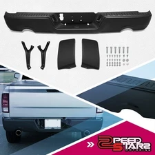 Black Dual Exhaust Rear Step Bumper w/o Sensor Holes for 09-19 Ram 1500- 3500