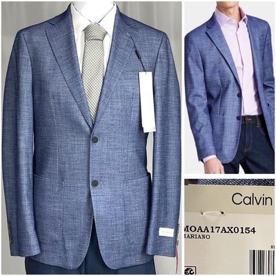 Calvin Klein 36S Men XSlim fit Blue Suit Jacket Blazer Sport Coat New NWT