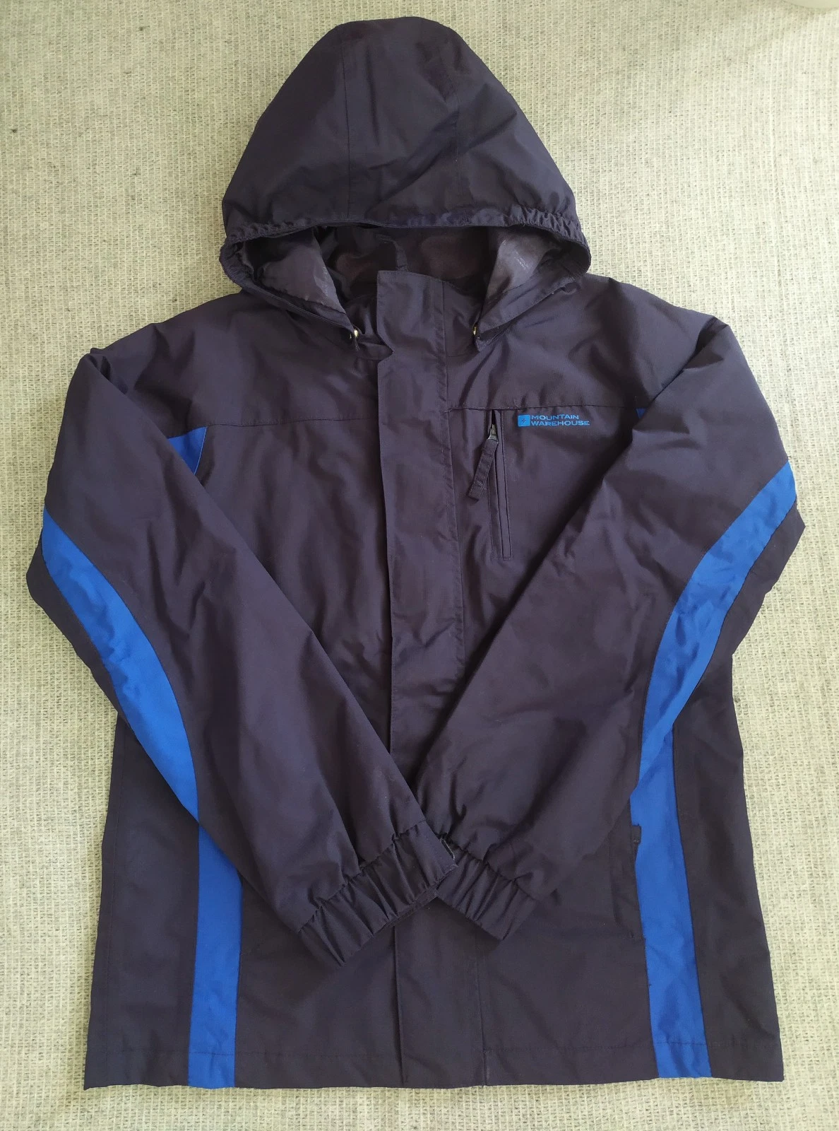 Mountain Warehouse Kids Waterproof Hooded Jacket Black Blue 11-12Y Windbreaker