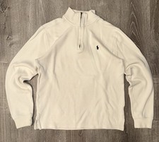 Polo Ralph Lauren YOUTH Boys Sz XL 18/20 1/4 Zip Off-White Pullover Sweater