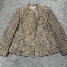 Vintage Talbots Made in USA of Italian Fabric Women’s 14 Beige Tan Tweed Jacket