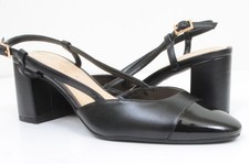 Nine West Unda Women's 7.5 Black Two-Tone Block Heel Slingback Dress Pumps