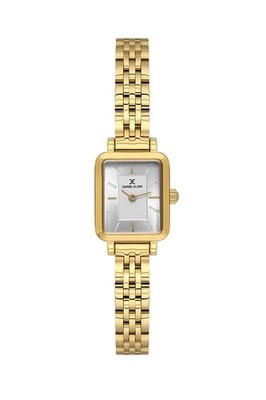 Womens 17mm Square Quartz Watch Steel Strap Gold Petite Watch Face