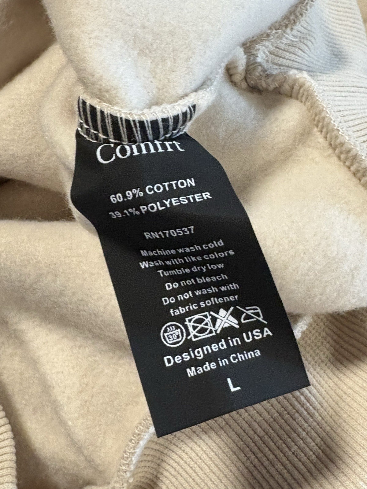 Comfrt Kids Signature Hoodie Color Bone Size Large