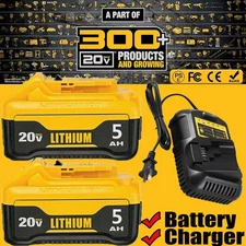 2Pack For DeWalt 20V 20 Volt Max XR 5.0AH Lithium Ion Battery DCB205-2 / Charger
