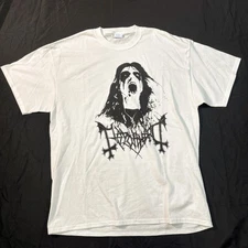 Vintage Y2K Port and Company Death Metal Graphic Tee XL White USA Made