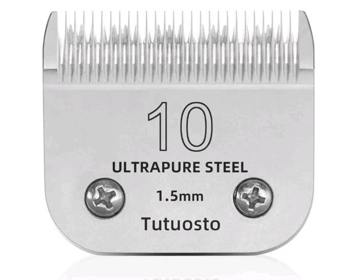Tutuosto 10# Clipper Blades Pet Grooming Replacement 1/16" (1.5mm), Ultrapure S