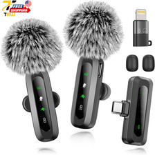 Wireless Microphone Mini Mic for Android Phone LED Display Lavalier Microphone