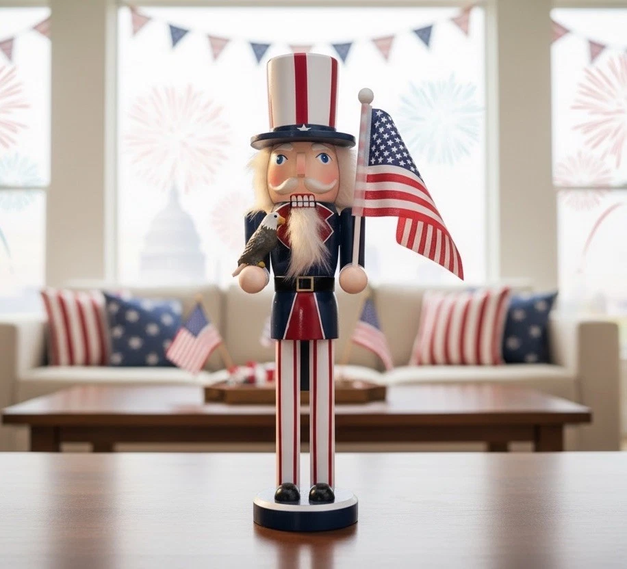 Uncle Sam Nutcracker 13” Patriotic USA Flag 4th of July 250th Anniversary NWT