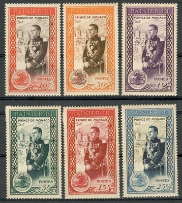 MONACO 1950 ANKUNFT DES PRINZEN RANIER III 6 NEUWERT MH * YVERT 338/343