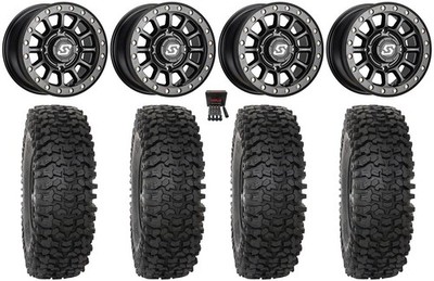 Sedona Sano Bdlk 15x6 Wheels Bk 32'' RC500S Sticky Tires Can-Am Defender