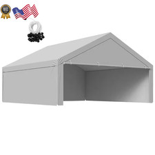 20 X 20 X 11.58 Ft. Carport Replacement Canopy Portable Garage Tent With Side