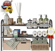 under Sink Organizers and Storage, 2 Tier Expandable under Cabinet Organizer She