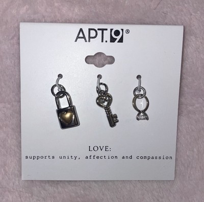 Apt 9   Unity Affection & Compassion   Lock Key & Diamond Ring Keychain Charms
