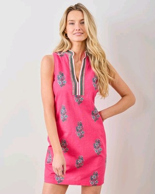 Printfresh Ocean View Dress in Bouquet Blossoms Hot Pink Medium New MSRP $198