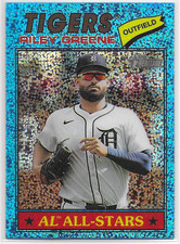 2026 Topps Heritage Chrome Light Blue Sparkle Refractors #152 Riley Greene