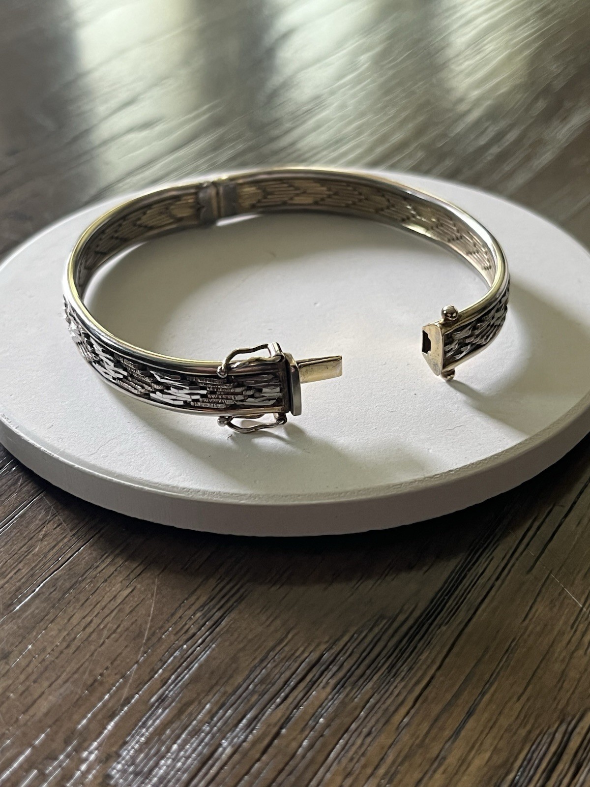 Vintage Solid Sterling Two-Tone Silver Diamond Cu… - image 2