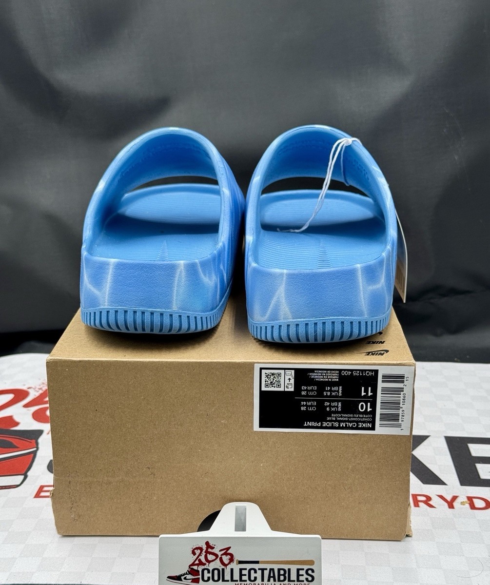 Nike Calm Slide Print Blue Water Men's 10 Beach Pool Sandals NEW