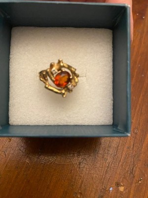 Women ring 14 k Gold cocktail Hessonite Garnet