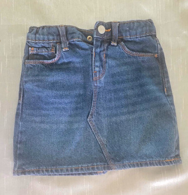 Girls Blue Denim Mini Skirt Short Length Size 5T Button Closure Solid Casual