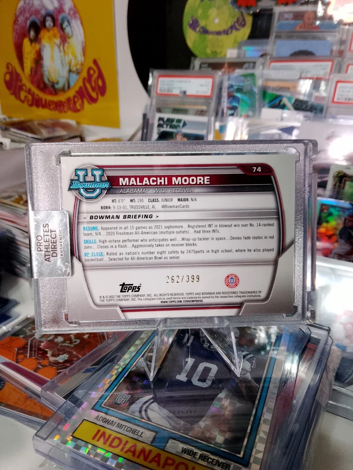 🔥 RARE AUTO Malachi Moore Bowman 1st 2022 Chrome U Purple Mini Diamond 💎 /399 - Image 2 of 2