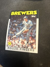 1986 Topps Baseball Card #185 Rollie Fingers Milwaukee Brewers NmMt Free Ship!