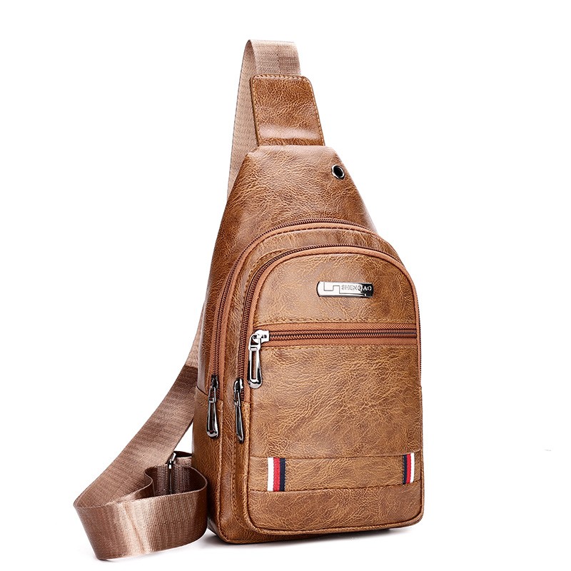 Mens Backpack Leather Sling Bag Chest Shoulder Fanny Pack Crossbody Sport Travel