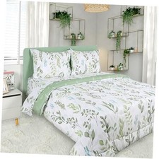 Comforter Set for Girls, Reversible 5 Pieces Comforter Size Twin Green Leaf