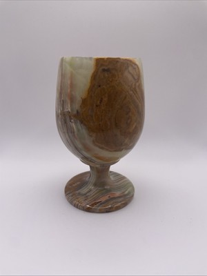 Natural Onyx Marble Stone Stemmed Wine Glass Goblet Chalice 5'' tall