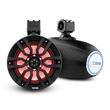 8" 125 Watt RMS 4-Ohm Marine Towers with Integrated RBG Lights Black Pair DS18