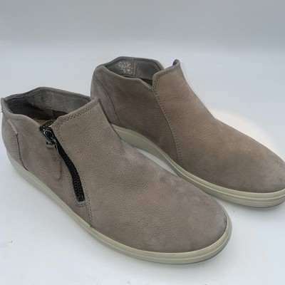 ECCO Womens Soft 7 Low Bootie Side Zip Gray Leather Sneaker Shoes EU 40 US 8