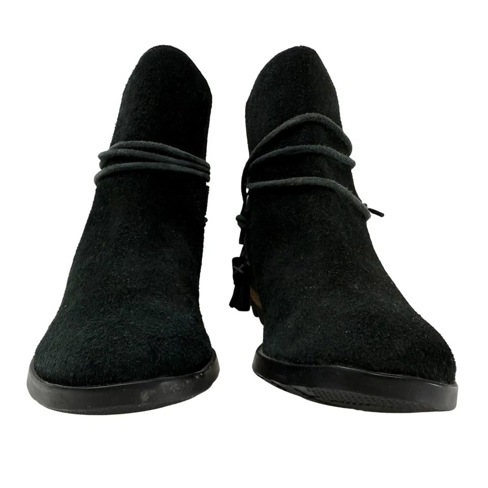 Sorel Farah Botines Cortos Talla 6 Negro Gamuza Borla Western Boho Tobillo Foto 4 de 4