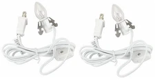 Lot of 2 ~ White Clip Lamp Light 6' Electric Cord w/Socket on/off Switch