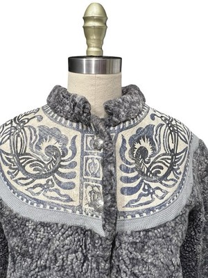 ペルシャナ　pellsiana charm logo far coat Vtg L. Johnsen Oslo Norway Gray Persian Lamb Fur Coat w