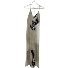 Zara Womens Slip Dress Medium M Ecru Beige Midi V-Neck Cross Back 8303/024 NWT