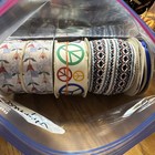 Lot Of 4 Decorative Spools Of Ribbon With Checkered Flower, Peace Sign, Western — photo 3