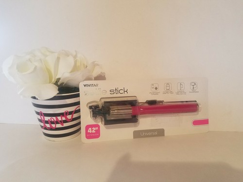 NEW Vivitar Selfie Stick Built-in Shutter Release 42 in Universal PINK New - Picture 4 of 9