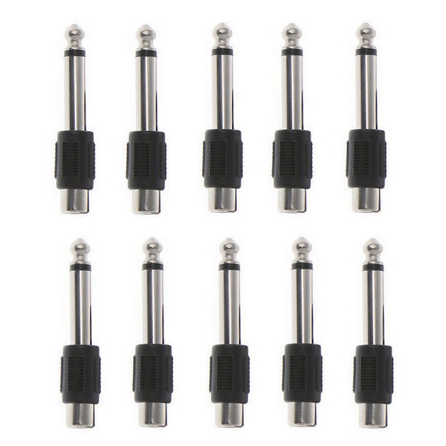 10 Pcs RCA Female Jack To 6.35mm 1/4" Male Mono Plug Audio Adapter Connector_cd 10 Pcs RCA Female Jack To 6.35mm 1/4" Male Mono Plug Audio Adapter Connector_cd