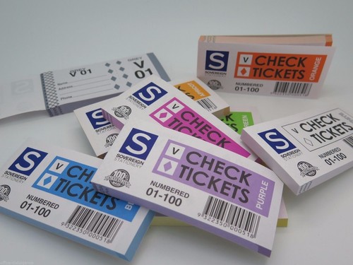 18 x Sovereign Raffle Tickets Check Books Door Prize Colours Numbered to 100 - Picture 2 of 4