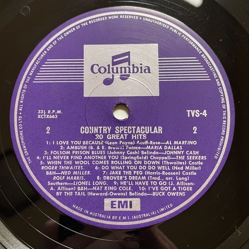 Country Spectacular Various Artists Vinyl Record 12” 33 RPM TVS-4 Columbia 1973 - Bild 23 von 23