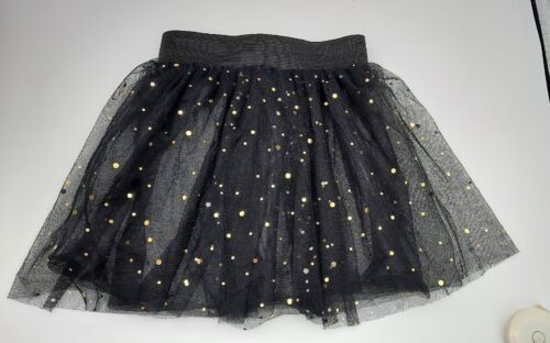 Tulle Tutu Skirt Girl's Small Elastic Waist Black with Gold Circles - Picture 9 of 9