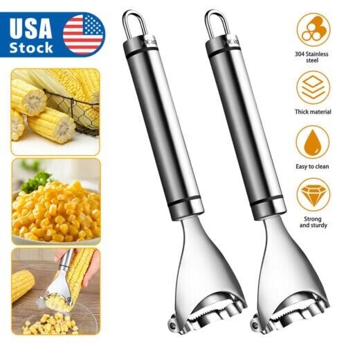 2x Corn Cob Peeler Stainless Steel Thresher Stripper Remover Kitchen Cutter Tool